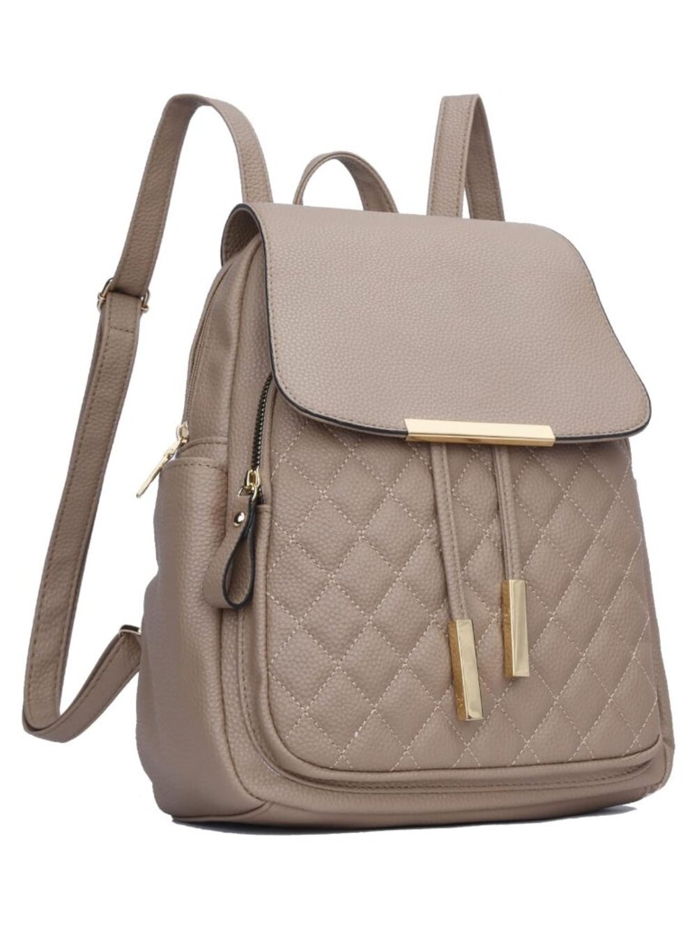 Women's Quilted Faux Leather Backpack Purse Small Travel Daypack